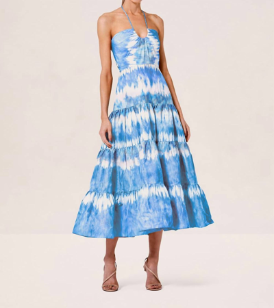 Alexis Roberta Tie-dye Tiered Halter Midi Dress In Blue