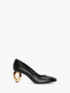 JW ANDERSON CHAIN HEEL LEATHER PUMPS IN BLACK