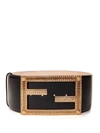 FENDACE HIGH LEATHER LOGO BELT WITH WOMEN'S CRYSTALS
