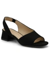 Adrienne Vittadini Adino Womens Ankle Strap Block Heel Slingback Sandals In Black