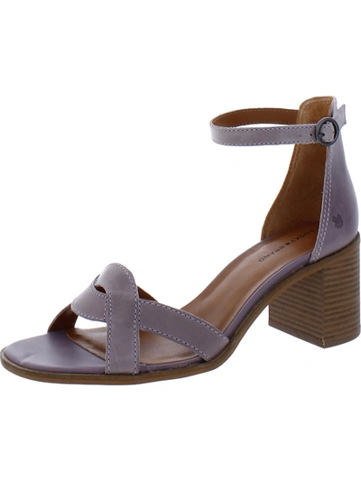 Lucky Brand Sarwa Womens Leather Ankle Strap Block Heel In Purple
