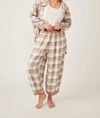 Free People Fallin' For Flannel Lounge Pants In Olay & Green Combo In Multi