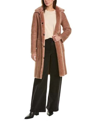 Allsaints Serra 2-in-1 Reversible Shearling Coat In Taupe Brown