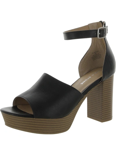 Sun + Stone Maisiee Womens Buckle Peep Toe Ankle Strap In Black