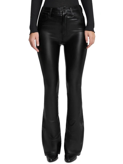 7 For All Mankind Womens Vegan Leather High Rise Bootcut Pants In Black
