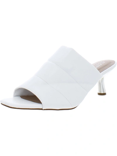 Alfani Yennie Womens Faux Leather Slip On Heels In White