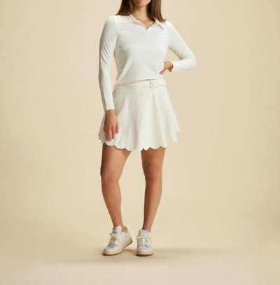 Marysia Monica Belted Scalloped Stretch-seersucker Tennis Skirt In White