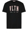 Valentino Cotton Crewneck T-shirt With Vltn Print In Black