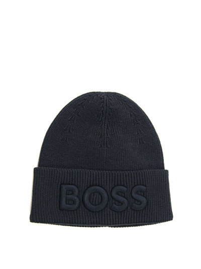 Hugo Boss Afox Rib Hat In Dark Blue