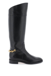 Jimmy Choo Nell Leather Chain Tall Riding Boots In Black (black)