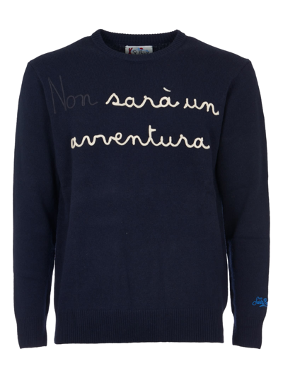 Mc2 Saint Barth Heron Avventura Wool, Viscose And Cashmere Sweater In Blue