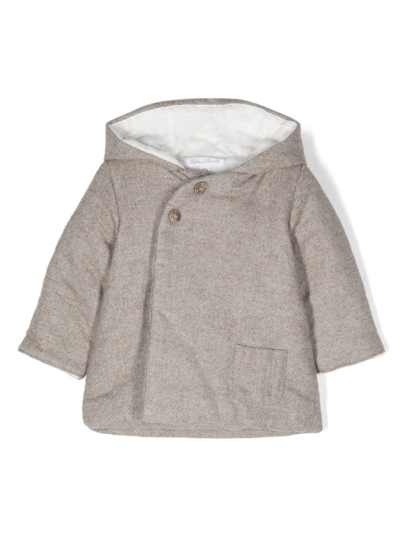 Tartine Et Chocolat Babies' Hooded Cotton Coat In Marrone