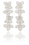 Suzy Levian Sterling Silver Pavé Cubic Zirconia Floral Drop Earrings In Silver