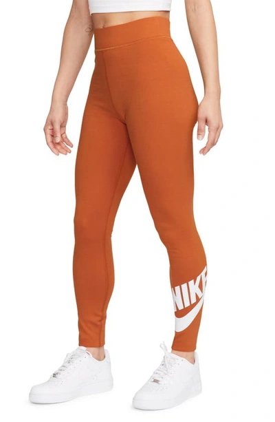 Nike Women's  Sportswear Classics High-waisted Graphic Leggings In Orange