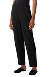 Eileen Fisher Silk Pleated Tapered Ankle Pants In Black