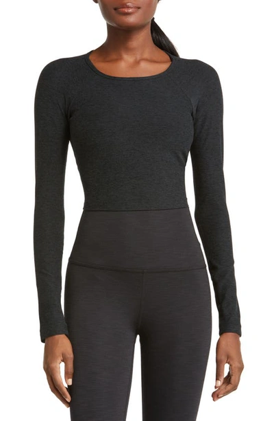 Beyond Yoga Spacedye Enlighten Cropped Pullover In Darkest Night