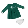 COLOSSEUM GIRLS INFANT COLOSSEUM  GREEN MICHIGAN STATE SPARTANS MISS MULLINS LONG SLEEVE DRESS & BLOOMERS SET