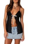 Edikted Linette Split Front Lace Trim Camisole In Black