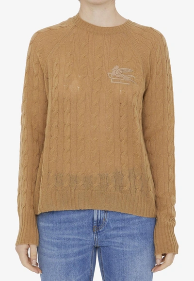 Etro Cable-knit Cashmere Jumper In Beige