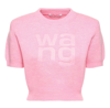 ALEXANDER WANG ALEXANDER WANG LOGO EMBROIDERED KNITTED CROPPED TOP