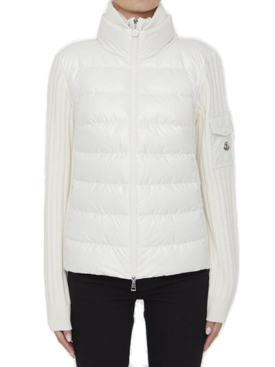 Moncler Panelled Padded Jacket In White