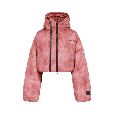 Y/project Double-collar Cropped Puffer Jacket In Pink