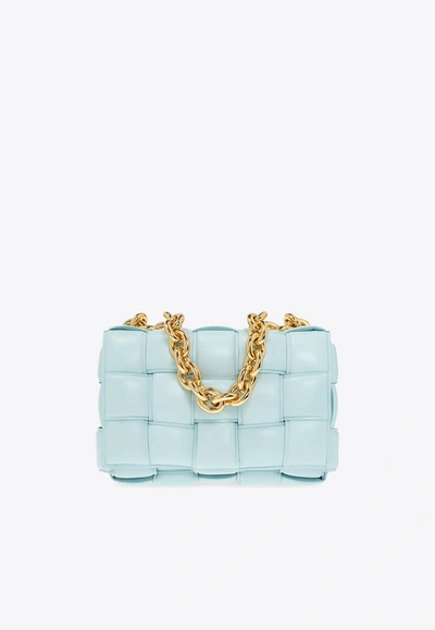 Bottega Veneta Chain Cassette Leather Crossbody Bag In Light Blue
