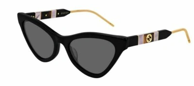 Pre-owned Gucci Gg 0597 S 001 Black Sunglasses In Gray