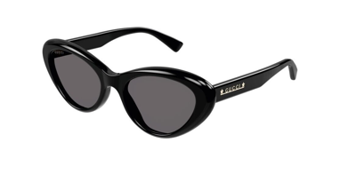 Pre-owned Gucci Gg1170s 001 Black/grey Cat-eye Women's Sunglasses In Gray