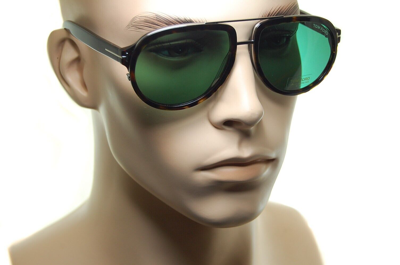 Pre-owned Tom Ford Geoffrey Tf779 52n 58mm Men Square Plastic Pilot Sunglasses Brown Green