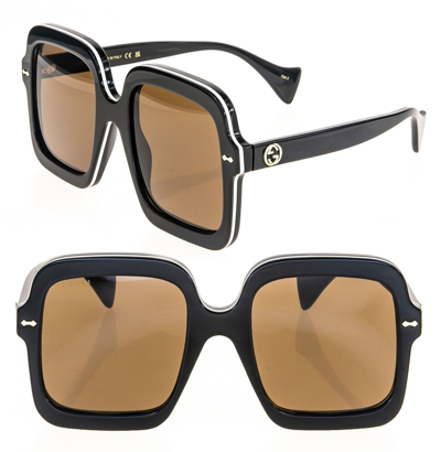 Pre-owned Gucci Black Brown Stripe 1241 Unisex Oversized Retro Gg1241s Sunglasses 001