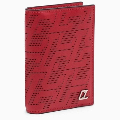 Pre-owned Christian Louboutin Red Sifnos Wallet In Perforated Leather