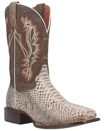 Pre-owned Dan Post Men's Brutus Exotic Python Western Performance Boot Broad Square Toe In Beige