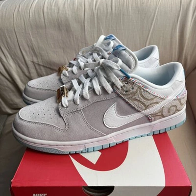 Pre-owned Nike Dunk Low Retro Barber Shop Grey White Teal - Size 11 Ships Asap