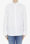 Valentino Compact Popeline Cotton Shirt In White