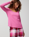 SOMA WOMEN'S EMBRACEABLE LONG SLEEVE PAJAMA TOP IN PINK SIZE LARGE | SOMA