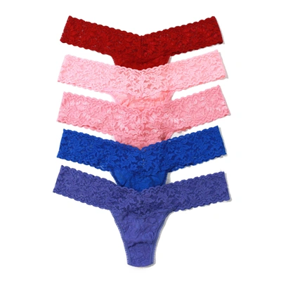 Hanky Panky Holiday 5 Pack Signature Lace Low Rise Thongs In Orange