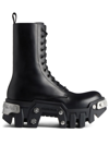 Balenciaga Bulldozer Platform Leather Combat Boots In Black