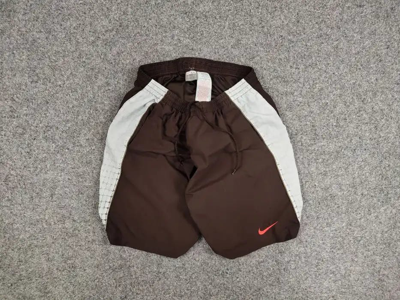 Pre-owned Nike X Vintage Nike Shorts Brown Logo Swoosh Casual Y2k Streetwear