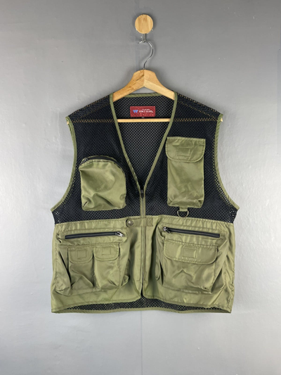 Pre-owned Vintage X Wild Outdoor Apparel Vtg Wild Island Multipocket Survival Mesh Vest Nice Design In Green