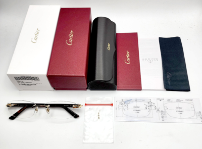 Pre-owned Cartier New!  Glasses Canazei Black Ct0048o In Gold