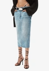 Alexander Wang Thong Strap Detail Denim Midi Skirt In Denim