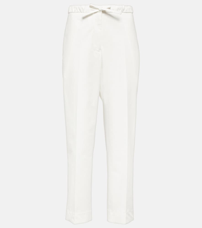 Jil Sander Cropped Cotton Straight Trousers In White