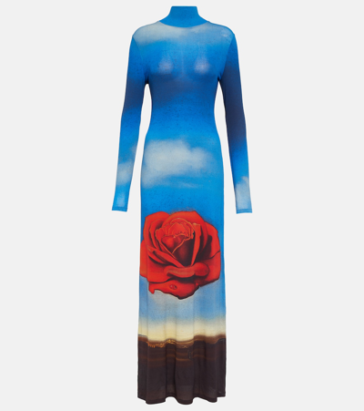 Rabanne Printed Jersey Maxi Dress In Multicoloured