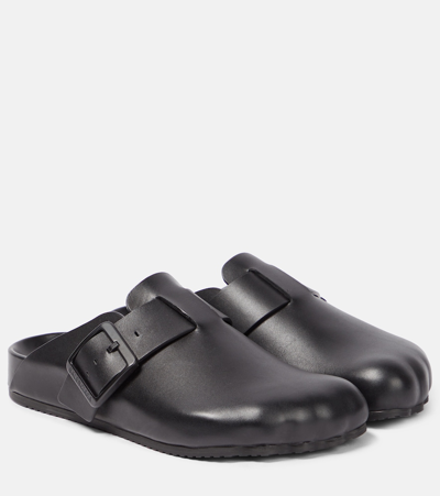 Balenciaga Leather Slip-on Sandals For Women In Black