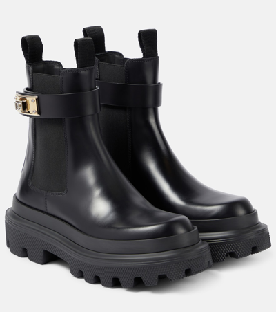 Dolce & Gabbana Leather Chelsea Boots In Black