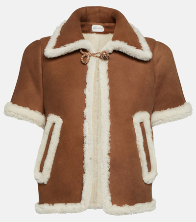 Magda Butrym Shearling-lined Suede Jacket In Brown