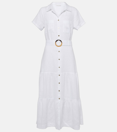 Heidi Klein Mitsio Island Belted Linen Shirt Dress In Wht