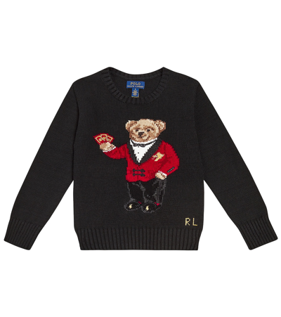 Polo Ralph Lauren Kids' Polo Bear Embroidered Cotton Jumper In Black