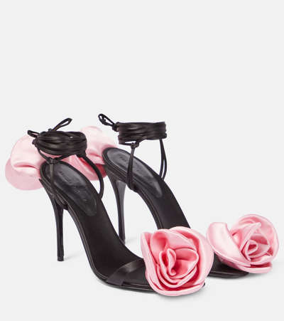Magda Butrym Floral-appliqué Sandals In Black